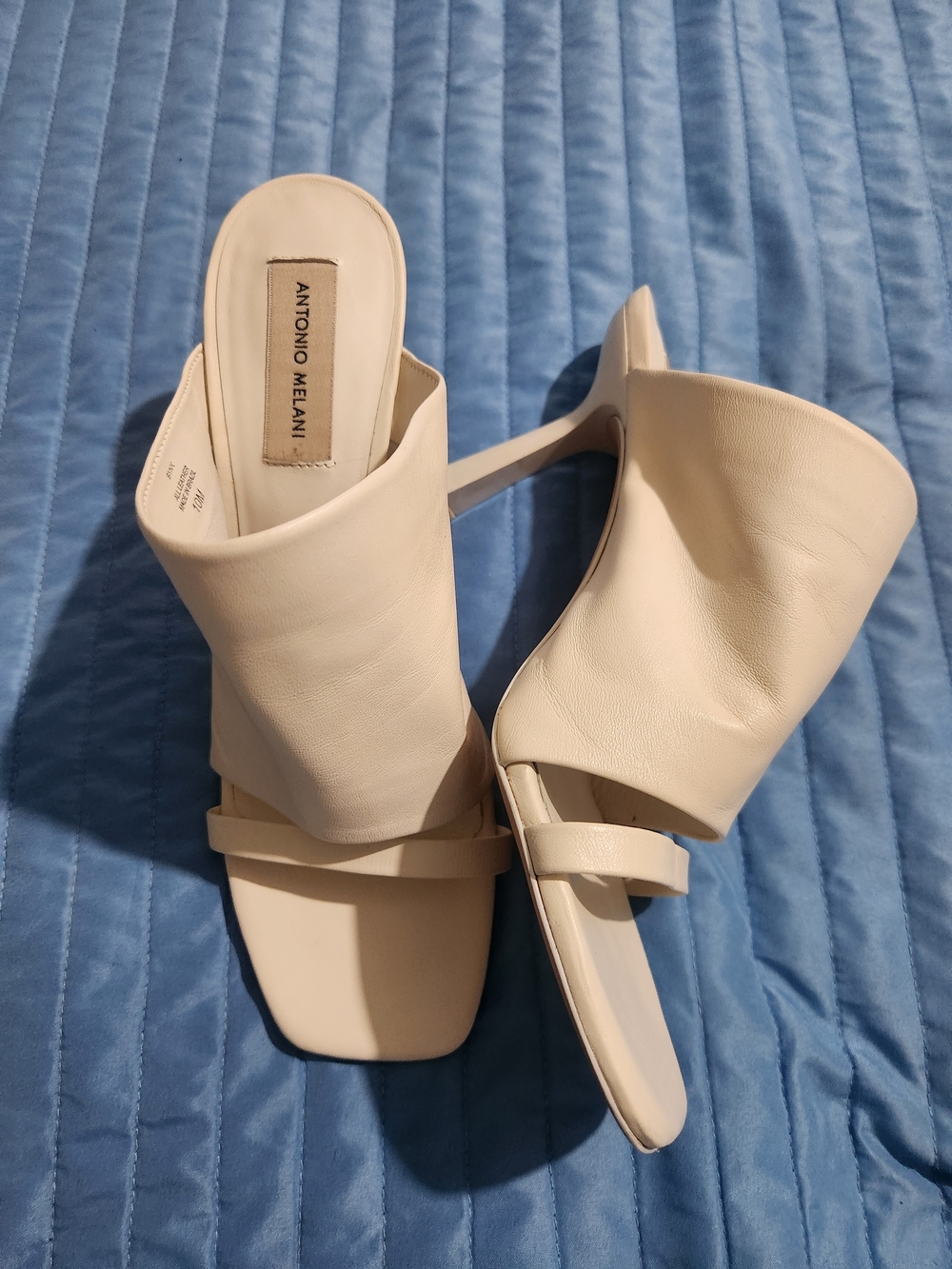 Antonio Melani Cream High Heel Mule Sandals